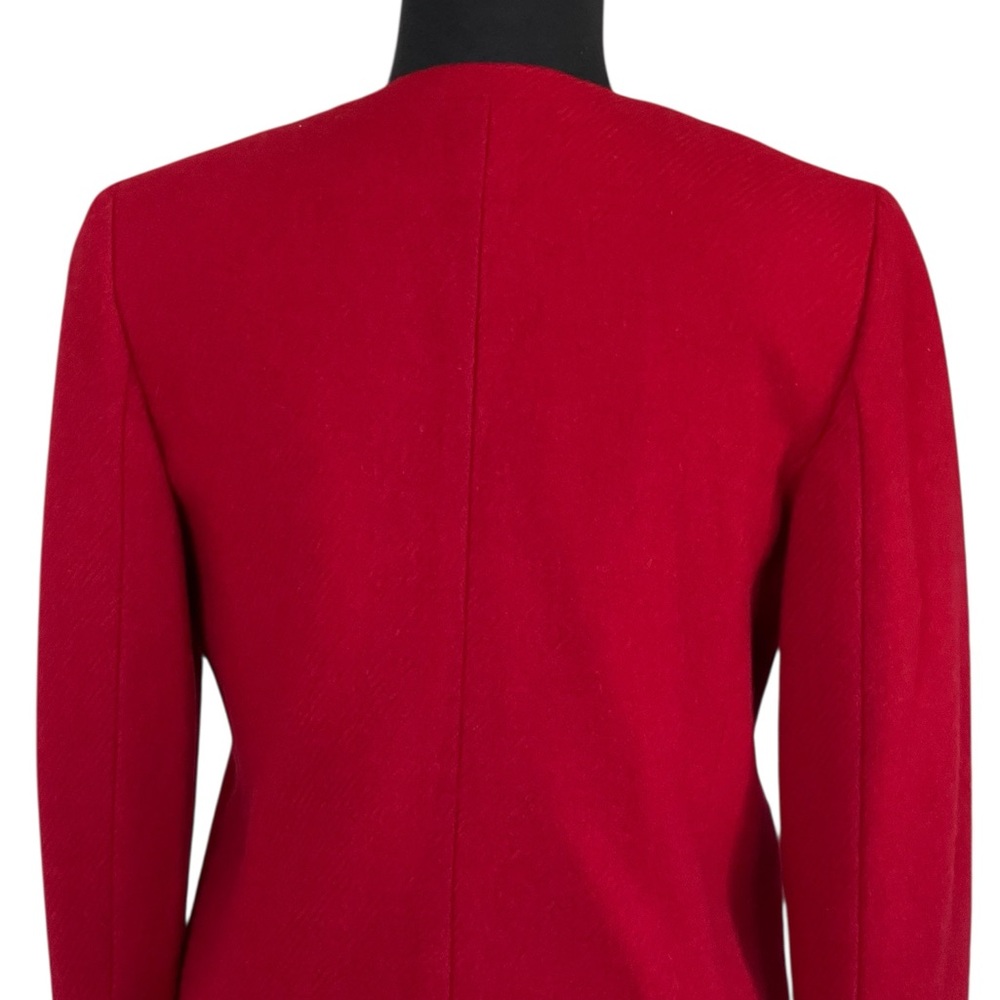 Lauren Ralph Lauren Red Wool Blend Women's Blazer Sz 4 Zipper Jacket Collarless - Picture 10 of 13